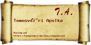 Temesvári Apolka névjegykártya